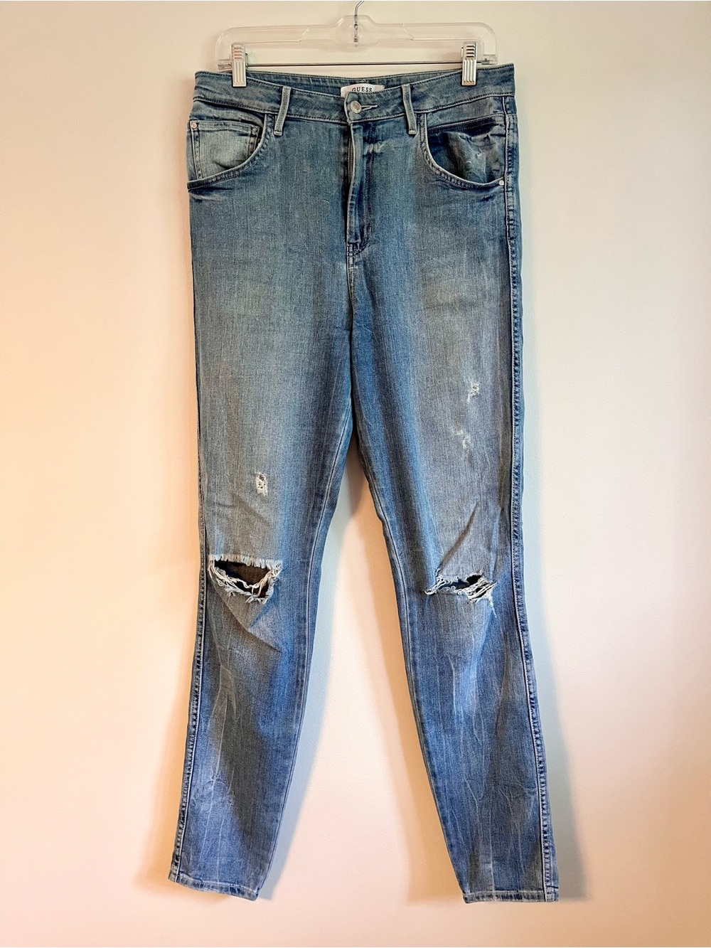 Guess Super High-Rise Distressed Skinny Jeans